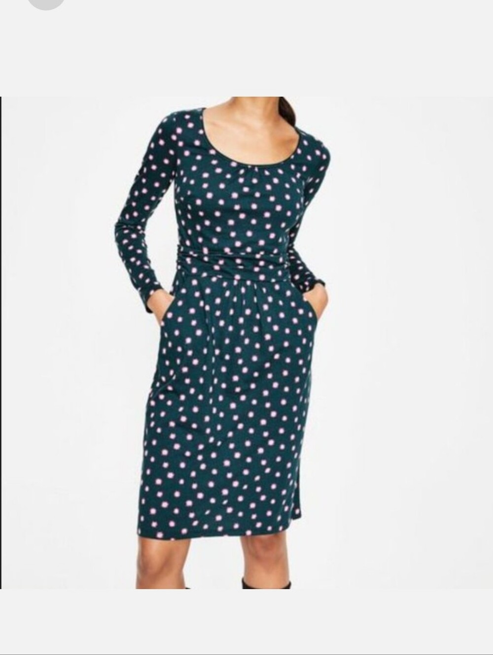 Boden Teal Dress with Pink Starburst Print